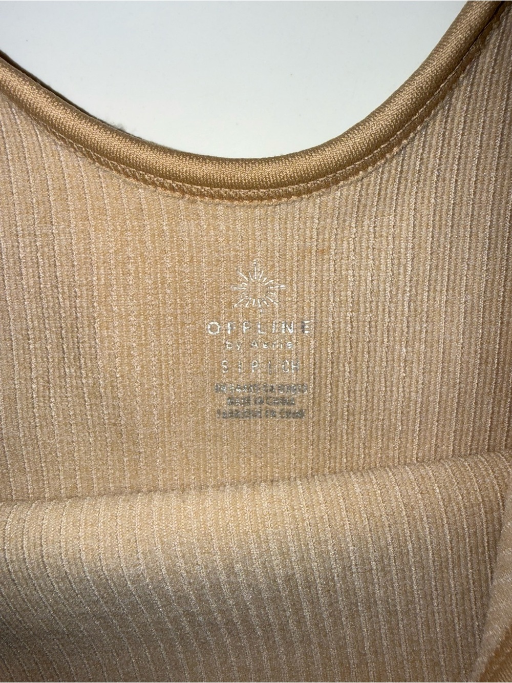 Offline Ribbed Tank Crop Top in Beige - Women's Scoop Neck